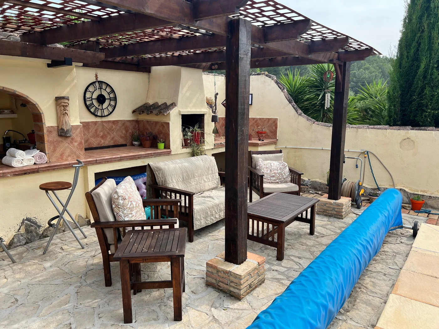 Covered patio by the pool